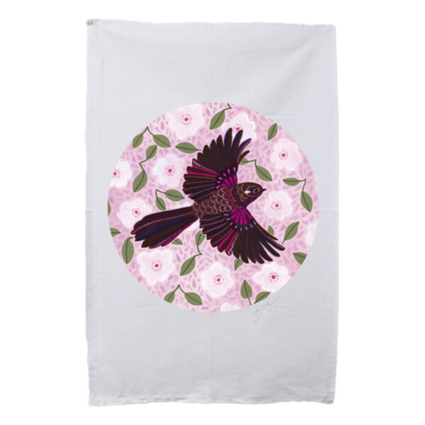 Piwakawaka's Floral Flight - Tea Towel Thumbnail